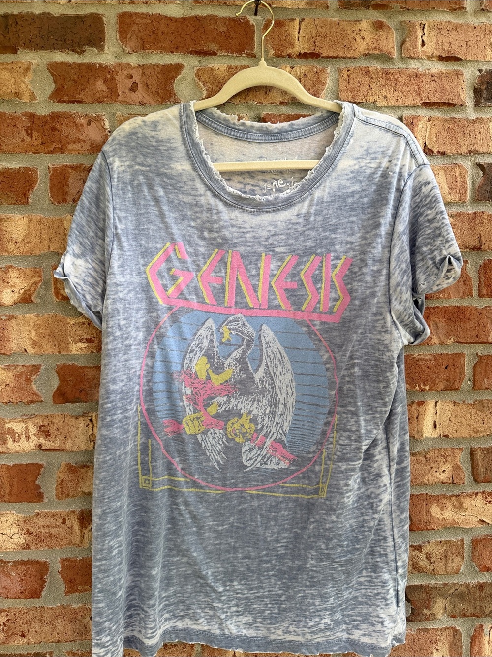 Recycled Karma Vintage Genesis Graphic Tee Blue Pink Yellow XL